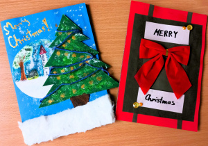 Kartki świąteczne - prace na konkurs językowo-plastyczny.