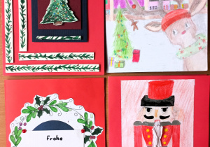 Kartki świąteczne - prace na konkurs językowo-plastyczny.