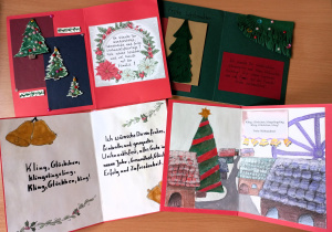 Kartki świąteczne - prace na konkurs językowo-plastyczny.