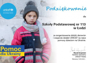 Podziękowanie od UNICEF